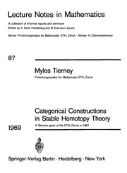 Front cover of Categorical constructions in stable homotopy theory by Myles Tierney