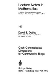 Cover of Cech cohomological dimensions for commutative rings by David E. Dobbs