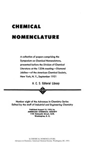 Front cover of Chemical Nomenclature by Austin M. Patterson