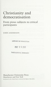 Front cover of Christianity and democratisation by Dr. John Anderson