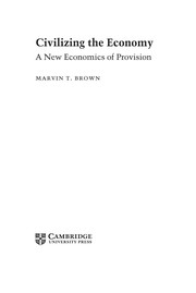 Front cover of Civilizing the economy by Marvin T. Brown