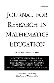 Front cover of A cognitive analysis of U.S. and Chinese students' mathematical performance on tasks involving computation, simple problem solving, and complex problem solving by Jinfa Cai