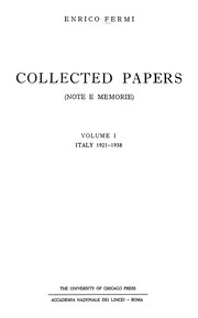 Front cover of Collected Papers of Enrico Fermi Italy, 1921-38 by Enrico Fermi