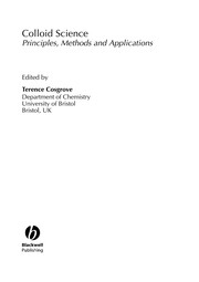 Front cover of Colloid science by Terence Cosgrove