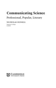 Front cover of Communicating science by Nicholas J. Russell