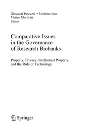 Front cover of Comparative Issues in the Governance of Research Biobanks by Giovanni Pascuzzi