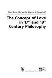 Front cover of The concept of love in 17th and 18th century philosophy by Gábor Boros