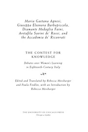 Front cover of The contest for knowledge by Maria Gaetana Agnesi