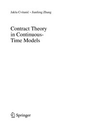 Cover of Contract Theory in Continuous-Time Models by Jakša Cvitanić