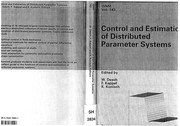 Cover of Estimation and control of distributed parameter systems by Franz Kappel