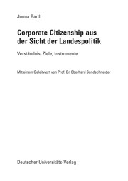 Front cover of Corporate Citizenship aus der Sicht der Landespolitik by Jonna Barth