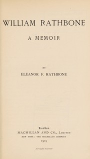 Front cover of William Rathbone by Eleanor F. Rathbone