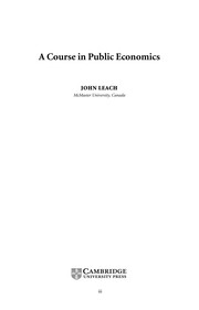Front cover of A course in public economics by John Leach
