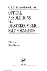 Front cover of CRC handbook of optical resolutions via diastereomeric salt formation by David Kozma