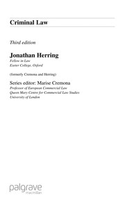 Cover of Criminal law by Jonathan Herring