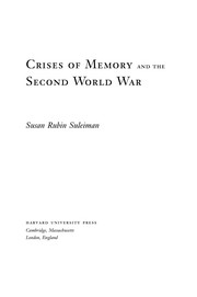 Cover of Crises of memory and the Second World War by Susan Rubin Suleiman