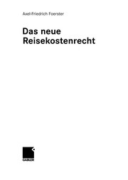 Front cover of Das neue Reisekostenrecht by Axel-Friedrich Foerster