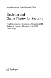 Front cover of Decision and Game Theory for Security by Jens Grossklags