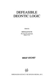 Cover of Defeasible Deontic Logic by Donald Nute