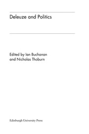 Front cover of Deleuze and politics by Ian Buchanan