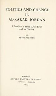 Front cover of Politics and change in Al-Karak, Jordan by Peter Gubser