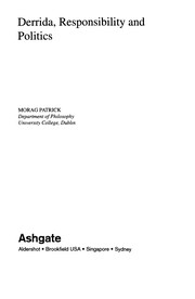 Cover of Derrida, responsibility, and politics by Morag Patrick