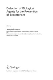 Front cover of Detection of Biological Agents for the Prevention of Bioterrorism by Joseph Banoub
