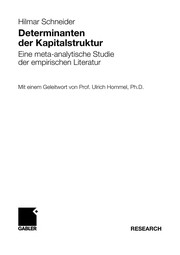 Front cover of Determinanten der Kapitalstruktur by Hilmar Schneider