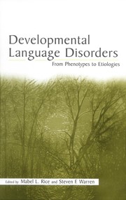 Cover of Developmental language disorders by Mabel Rice