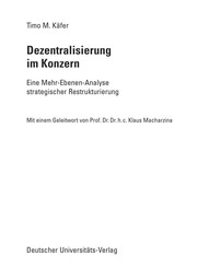 Front cover of Dezentralisierung im Konzern by Timo M. Käfer