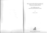 Front cover of Die semiotische Erkenntnistheorie Platons im Siebten Brief by Maria Liatsi