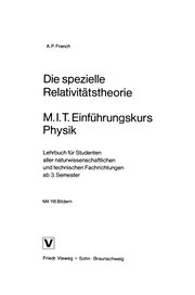 Cover of Die spezielle Relativitätstheorie M.I.T. Einführungskurs Physik by A. P. French