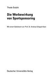 Front cover of Die Werbewirkung von Sportsponsoring by Thade Dudzik
