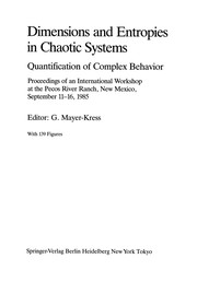 Front cover of Dimensions and Entropies in Chaotic Systems by Gottfried Mayer-Kress