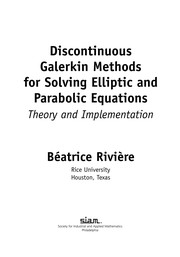 Front cover of Discontinuous Galerkin methods for solving elliptic and parabolic equations by Béatrice Rivière