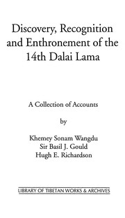 Front cover of Discovery, recognition, and enthronement of the 14th Dalai Lama by Khe-smad Bsod-nams-dbaṅ-ʾdus