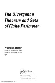 Front cover of The divergence theorem and sets of finite perimeter by Washek F. Pfeffer