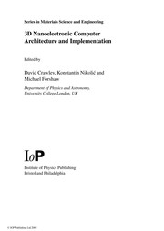 Cover of 3D nanoelectronic computer architecture and implementation by Michael Forshaw