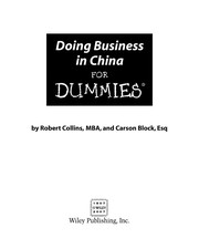 Cover of Doing business in China for dummies by Robert Collins - undifferentiated