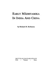 Cover of Early Madhyamika in India and China by Richard H. Robinson