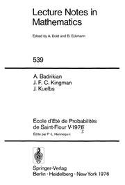 Front cover of Ecole d'été de probabilités de Saint Flour V-1975 by Ecole d'été de probabilités de Saint-Flour (5th 1975 Saint Flour)