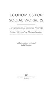 Front cover of Economics for social workers by Karl Widerquist