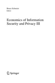 Front cover of Economics of Information Security and Privacy III by Bruce Schneier