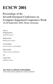 Front cover of ECSCW 2001 by European Conference on Computer-Supported Cooperative Work (7th 2001 Bonn, Germany)