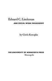 Front cover of Eduard C. Lindeman and social work philosophy by Gisela Konopka