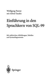 Front cover of Einführung in den Sprachkern von SQL-99 by Wolfgang Panny