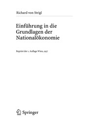 Cover of Einführung in die Grundlagen der Nationalökonomie by Richard von Strigl