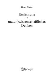 Cover of Einführung in (natur-)wissenschaftliches Denken by Hans Mohr