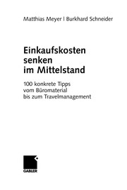 Cover of Einkaufskosten senken im Mittelstand by Matthias Meyer