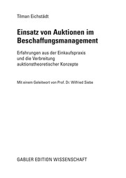 Front cover of Einsatz von Auktionen im Beschaffungsmanagement by Tilman Eichstädt